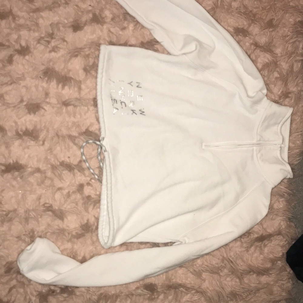 Half zip white cropped sweater
